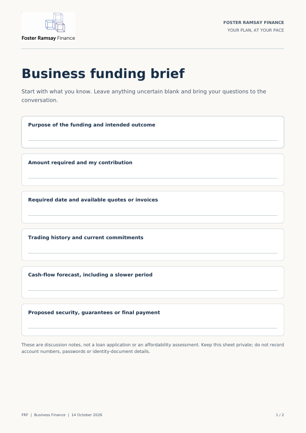 Preview of the business funding brief