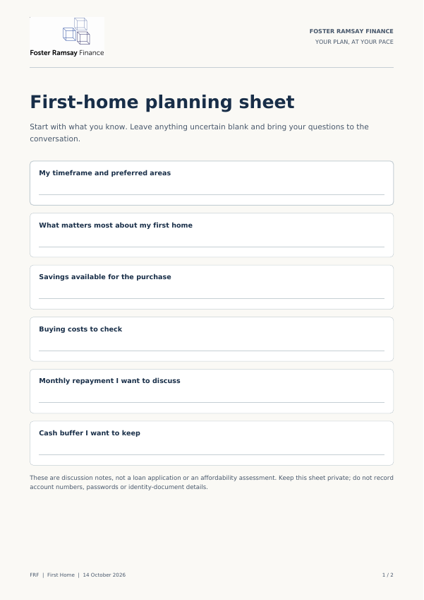 Preview of the first-home planning sheet
