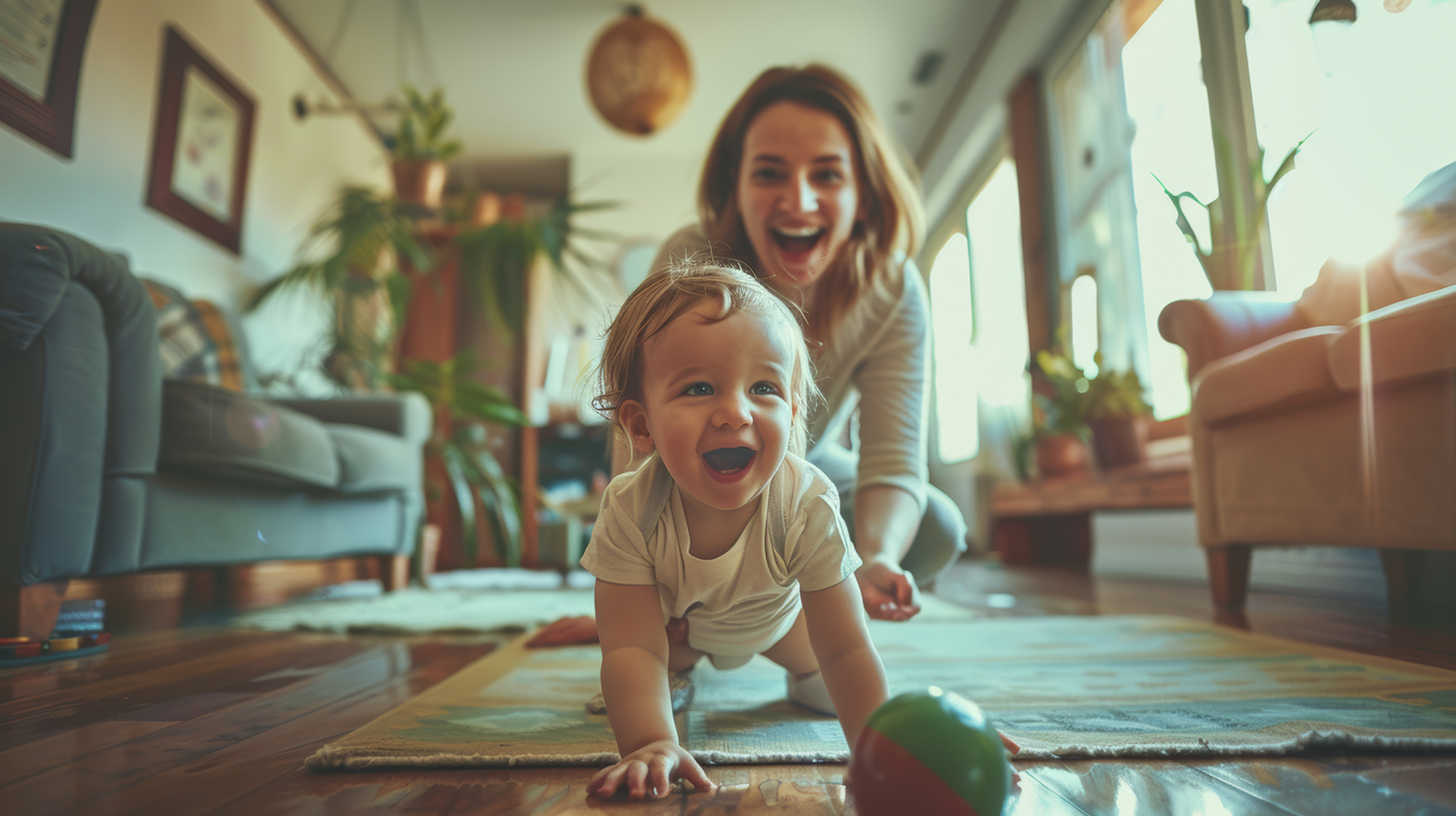 A mother and child spending time together at home